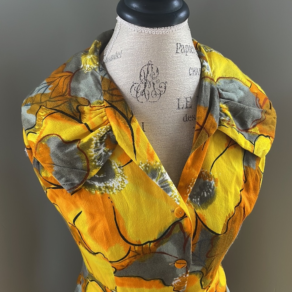 Evelyn Margolis 60’s vintage bark cloth Hawaiian dopamine dress EUC size small - Picture 3 of 12